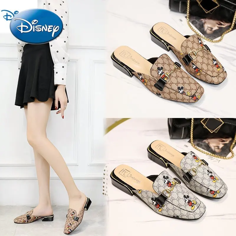 

Disney Mickey Mouse Female Korean Version of All-match Single Shoes Girl Lazy Shoes Peas Shoes Flat Baotou Half Slippers