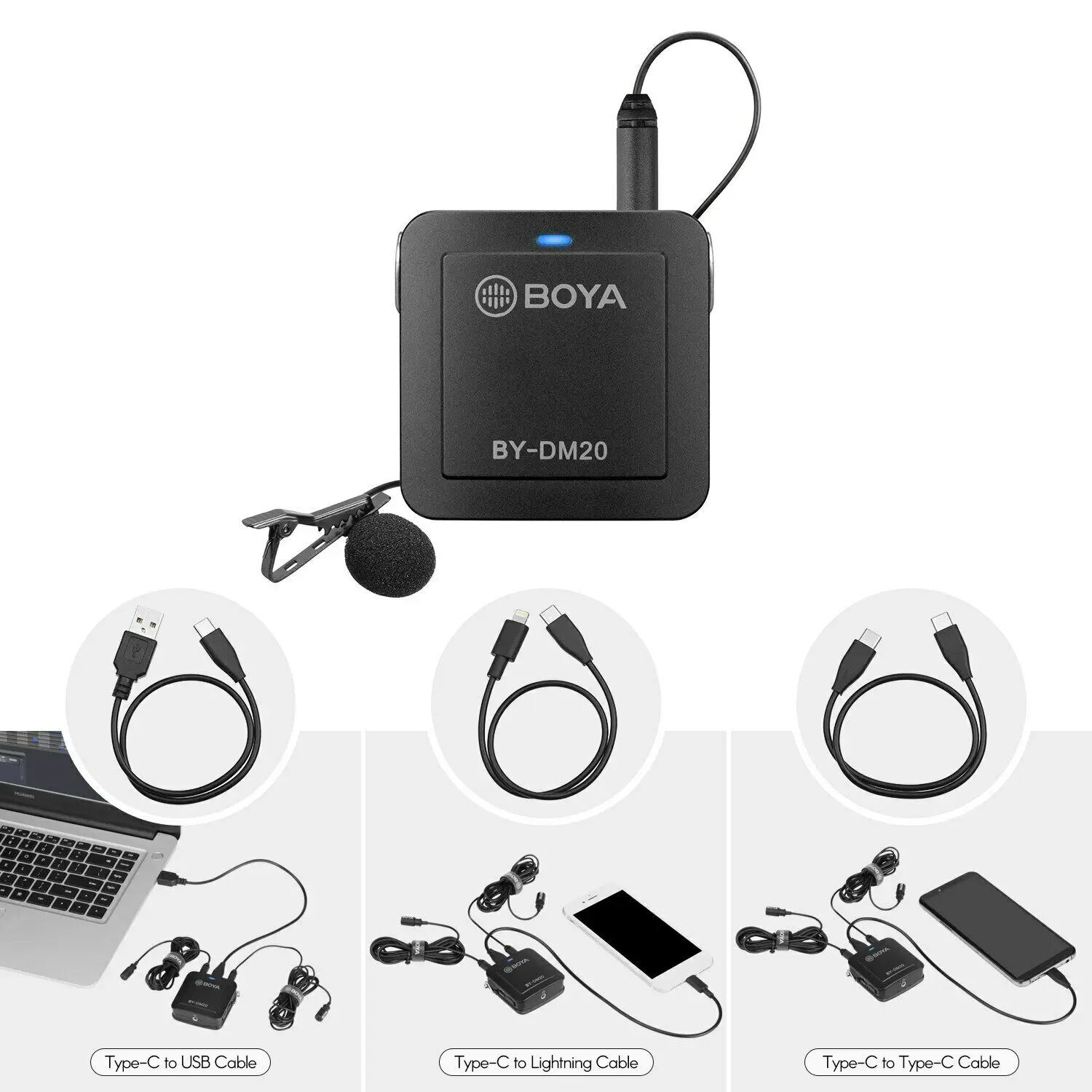 Двухголовый съемный микрофон BOYA