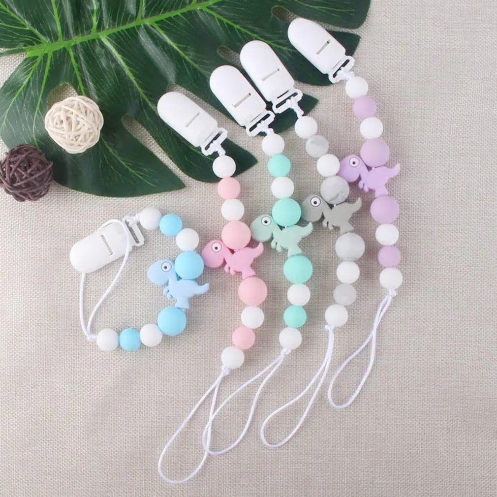 

Pacifiers Clips Holder Pack Case Silicone Beaded Lanyard Teething Relief Teether Toys For Infant Boys Girls Newborn