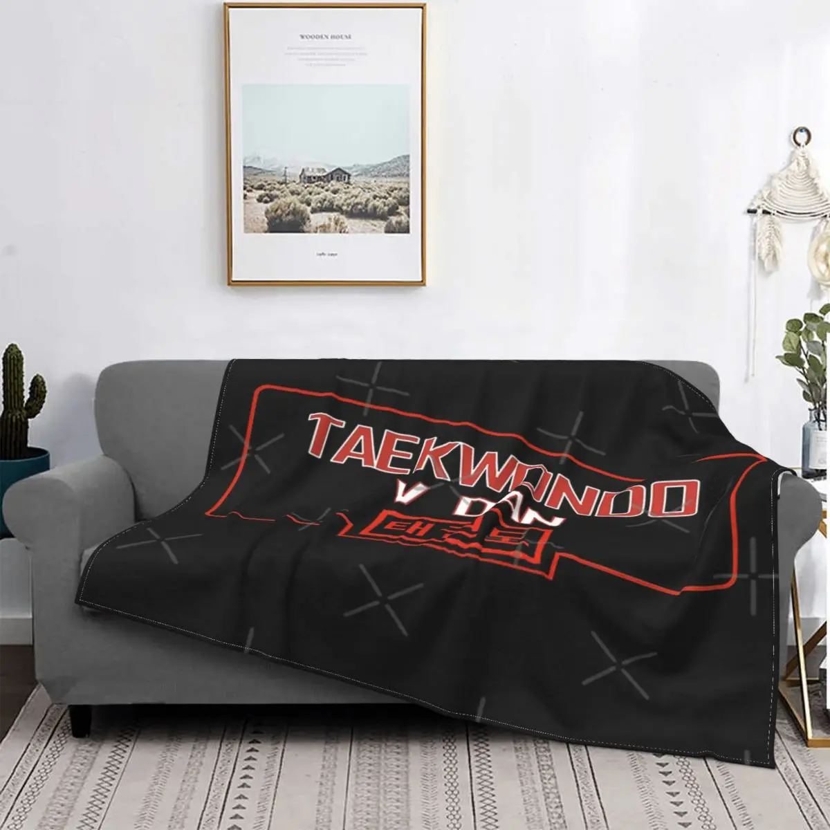 

Manta de Taekwondo 5th Dan con texto coreano, colcha de cama a cuadros, manta de muselina, colchas para cama