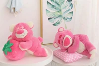 cute stuffed toy bear pillow kids gift pillow pink strawberry cushion sweet dream bear pillow soft chair cushion home decoration