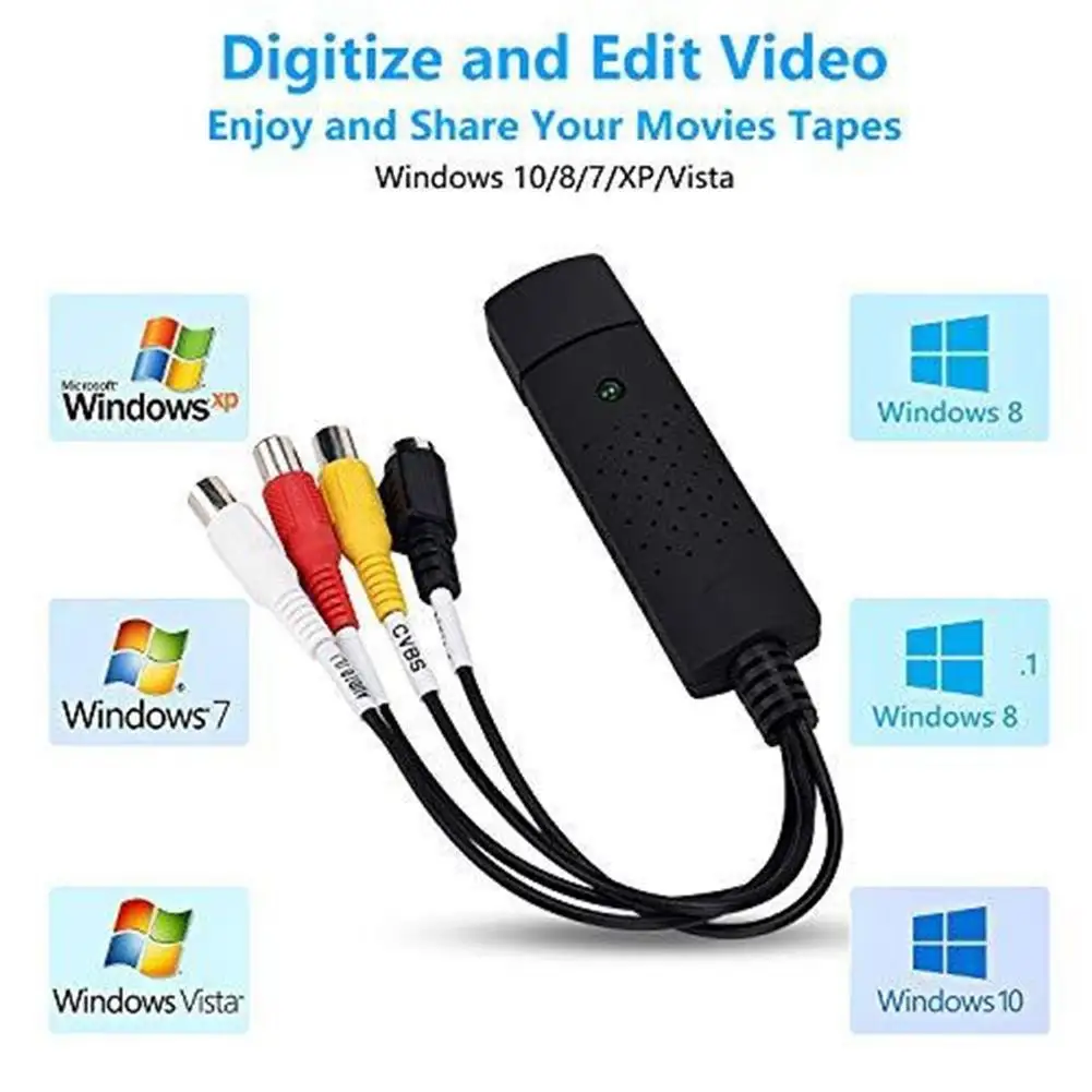 

New Product Launch USB 2.0 Capture 4 Channel Video Card TV TV VHS Adapter Video DVR Capture DVD Audio Q8S7