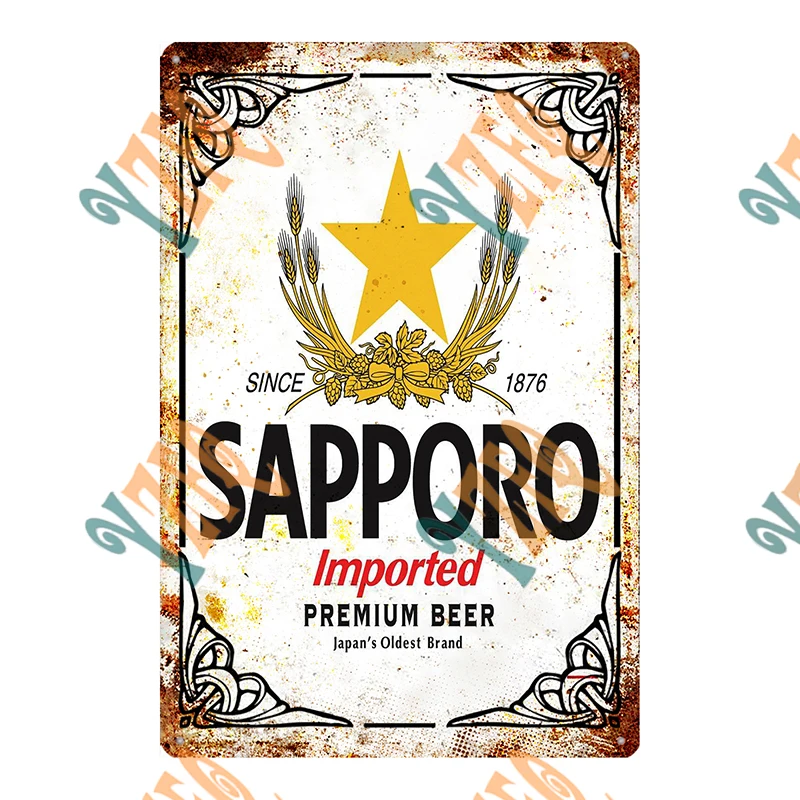 Азиатские пивные знаки Таиланд Корея металлическая пластина декор для ресторана