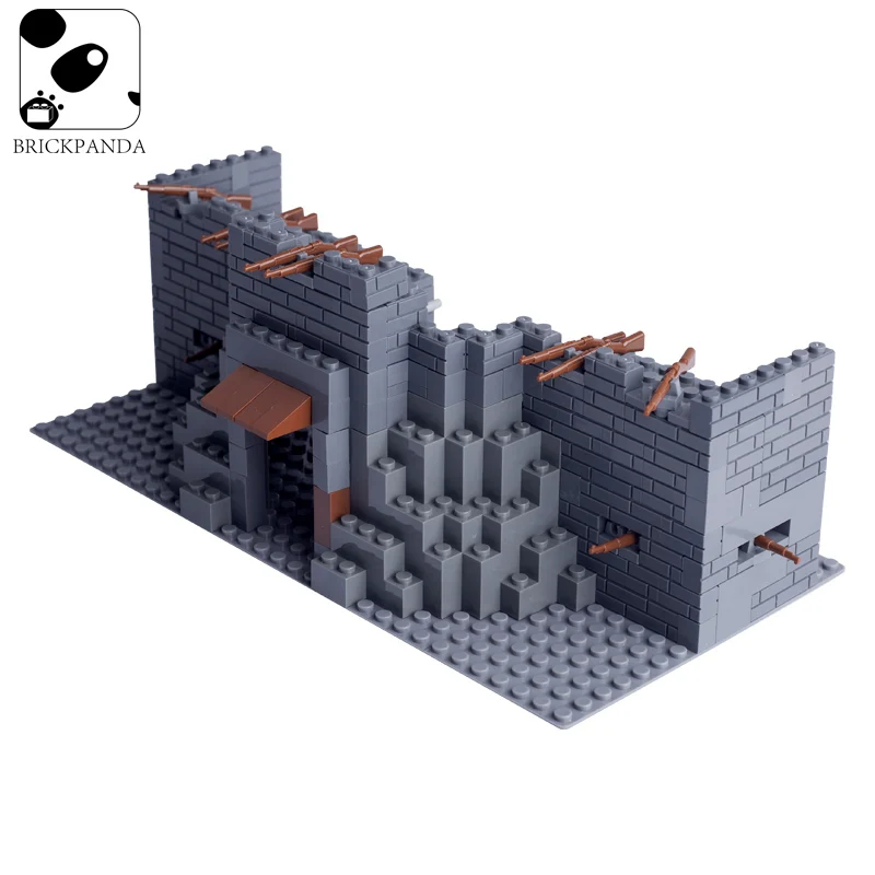 

2021 World War 2 WW2 Army Armor Fortress Wall Ruins Military Soldier City Police SWAT Model Building Blocks Bricks Kids Toy