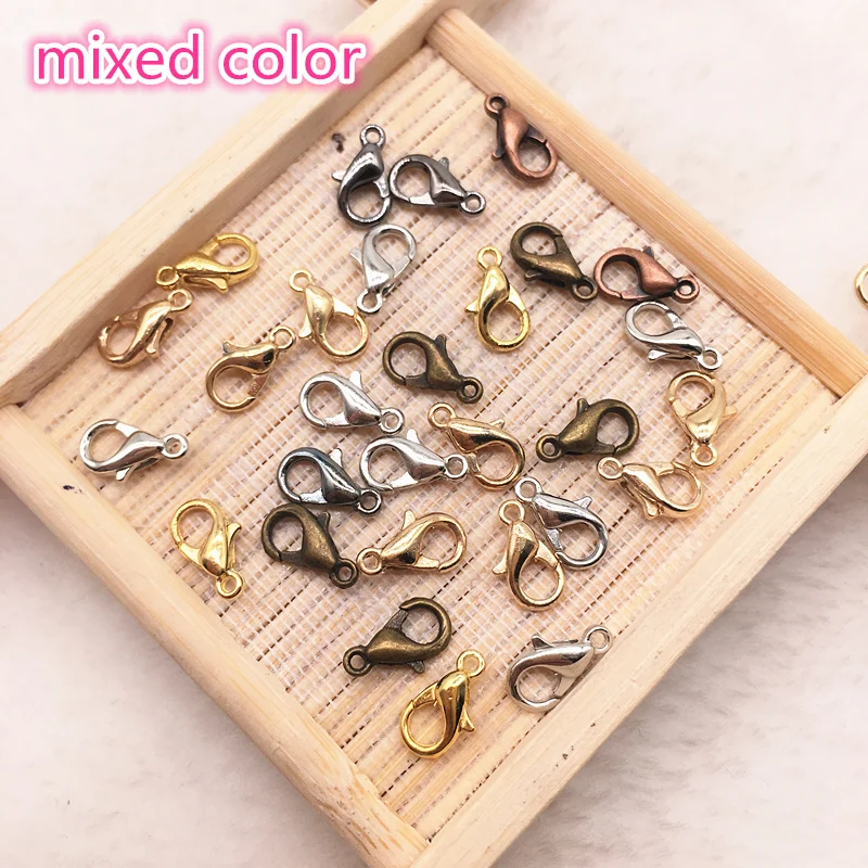 08 mixed color 50 шт. 10 мм металлические застежки-карабины крючки для ювелирных изделий Поиск KC золото/серебро/пистолет черный цвет соединить пряжки DIY ожерелье и браслет - Цвет: 08 mixed color