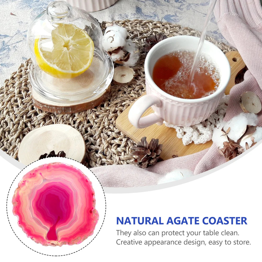 

Natural Agate Slice Coaster Agate Cup Mat Round Coasters Agate Stone Pad