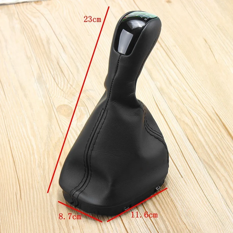 

6 Speed Black Gear Shift Knob Leather Cover Case For Mercedes-Benz C Class W203