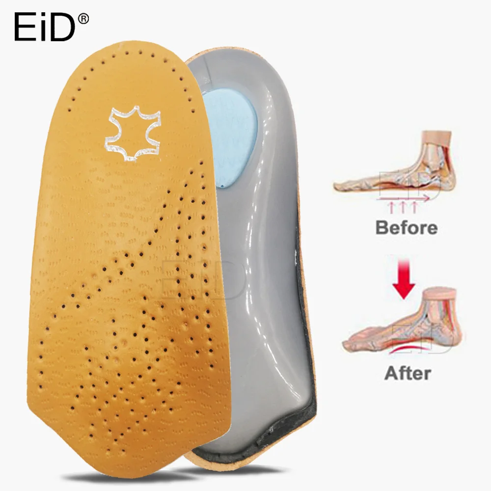 Стельки EiD Leather с высокой поддержкой свода стопы, ортопедические стельки для коррекции искривления ног типа OX, ортопедические стельки для ко...