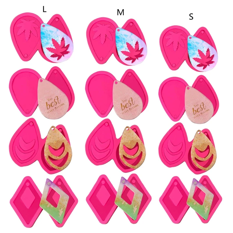 

4 Pcs DIY Crafts Earrings Epoxy Resin Mold Ear Pendant Casting Silicone Mould T84A