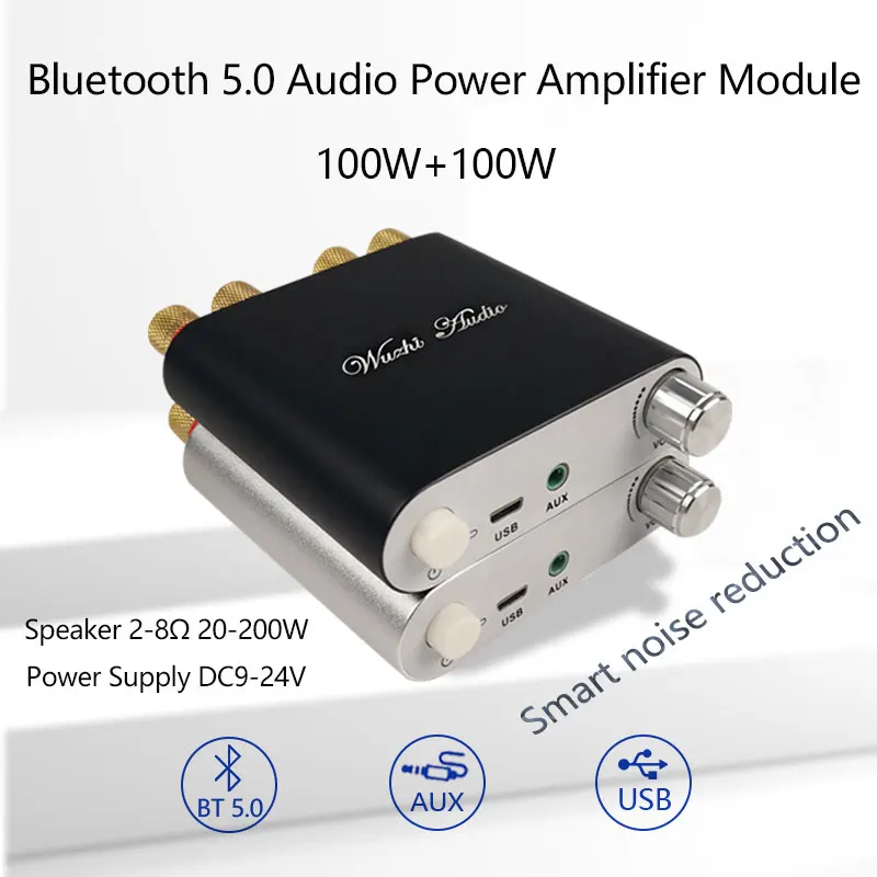 ZK-1002D Bluetooth 5 0 беспроводной стерео усилитель мощности TPA3116D2 100 Вт + автомобильный