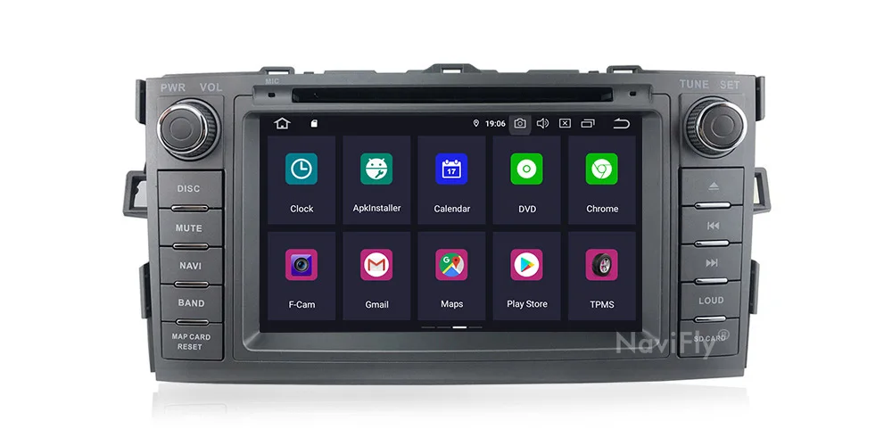 NaviFly 4+ 64G Android9.0 автомобиля dvd-радио GPS навигация для Toyota AURIS 2006 2007 2008 2009 2010 2011 multimedai плеер WI-FI RDS