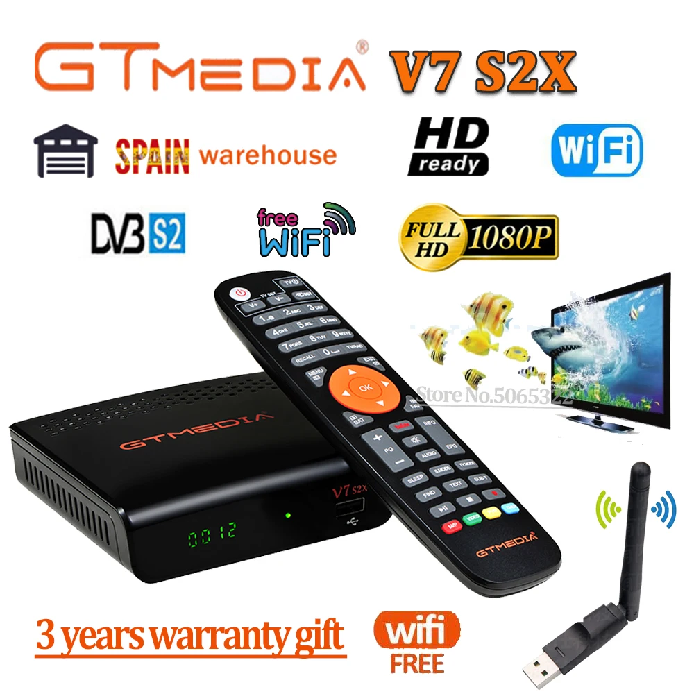 Gtmedia DVB S2 V7 s2x HD спутниковый декодер 1080P GT медиа включают в себя USB Wi Fi H.264 TV Box Питание