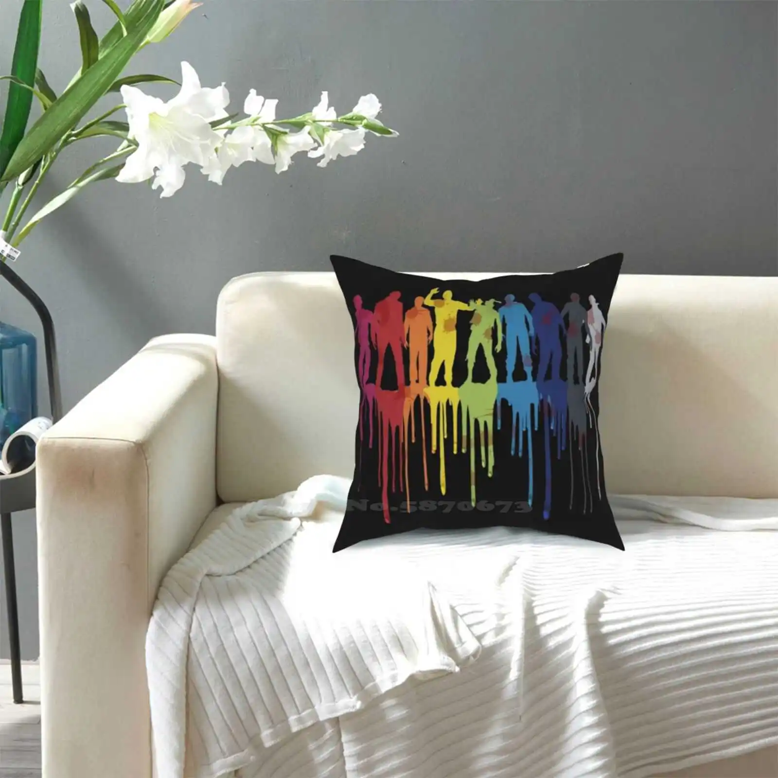 Чехол с радужной смешкой зомби: версия двумя подушками украшение для спальни