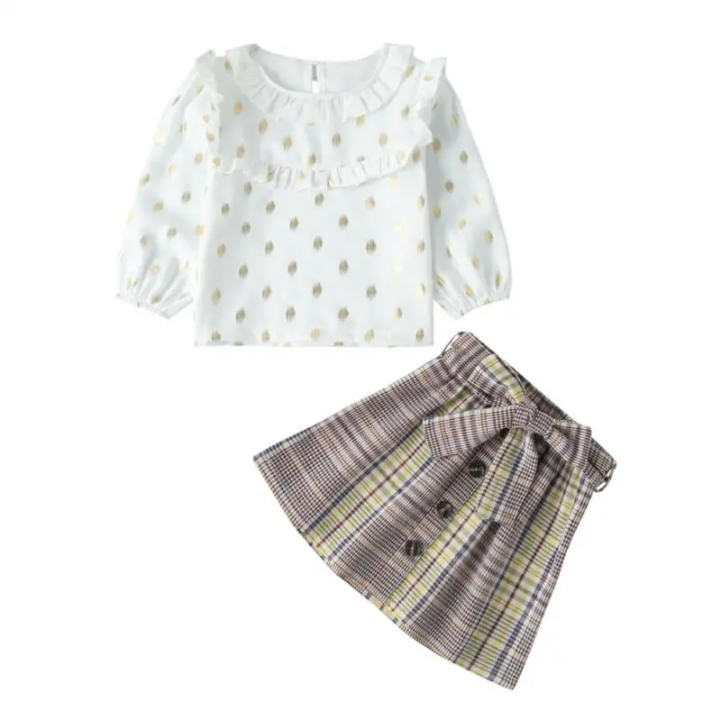 Новая детская футболка принцессы в горошек с длинными рукавами для маленьких