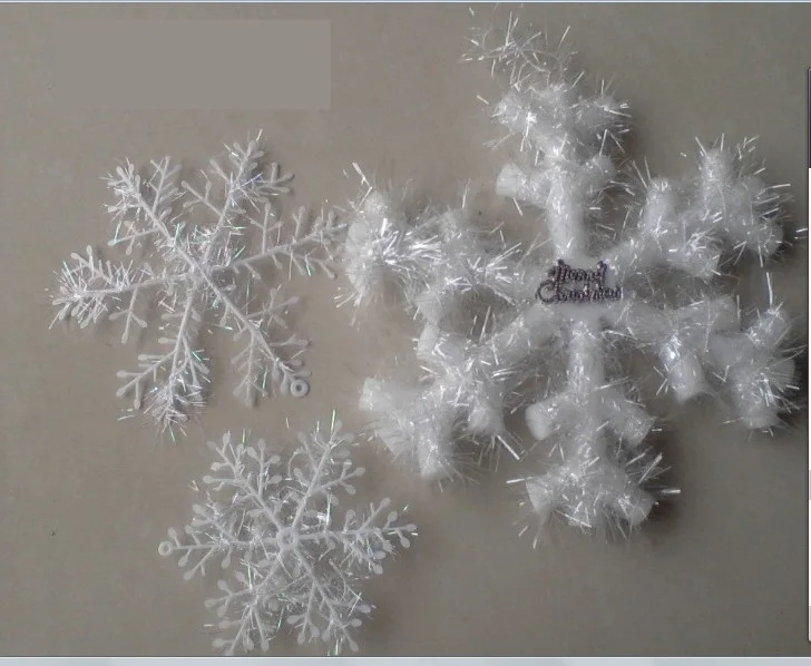 3Pcs White Plastic Fake Snowflake Christmas Party Hanging Pendants New Year Xmas Tree Ornaments Navidad Home Decoration
