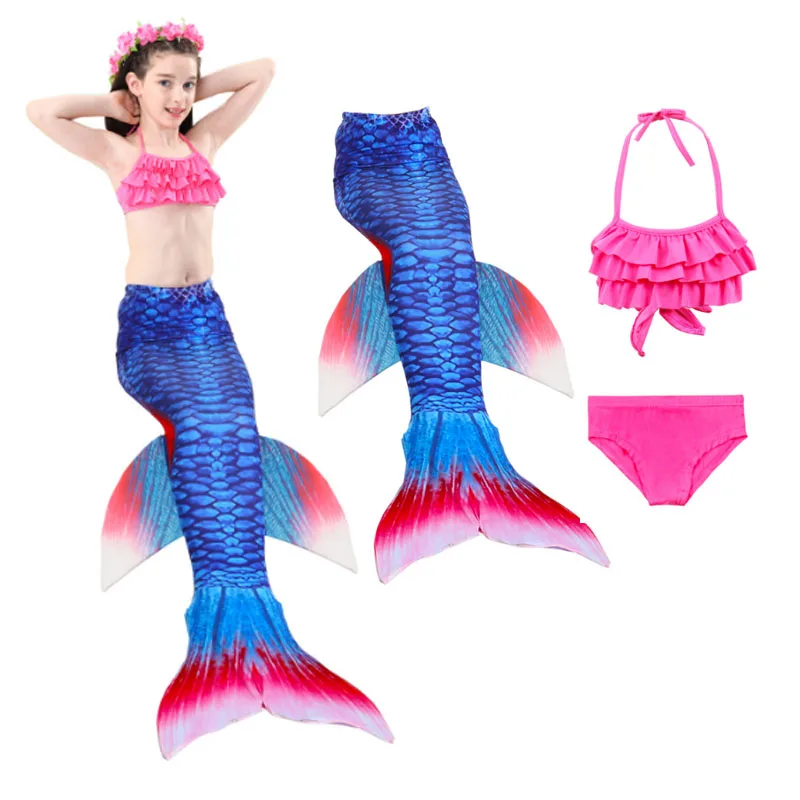 

Детский купальник-бикини с хвостом русалки для девочек, 3 шт./комплект, купальный костюм С флиппером для девочек, костюмы для плавания, 2019