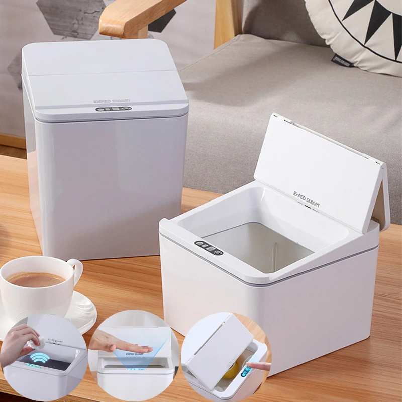 

Умное мусорное ведро, автоматическая бесконтактная мусорная корзина, умный инфракрасный датчик движения, мусорные банки для дома, настольн...