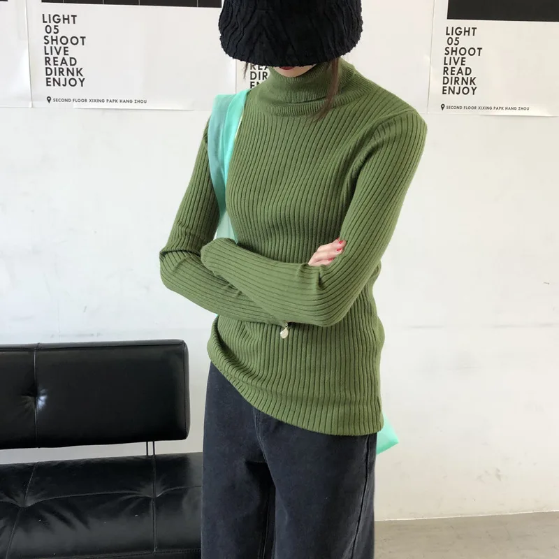 Basic Ribbed Turtleneck Sweater Women Knitted Pullover Sweaters Fall Winter | Женская одежда