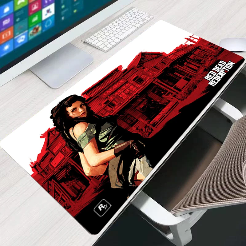 

Red Dead Redemption Large Mouse Pad Persian Carpet Laptop Pc Gamer Keyboard Mousepad Edge White Tassel Rubber Table Mat for Pet