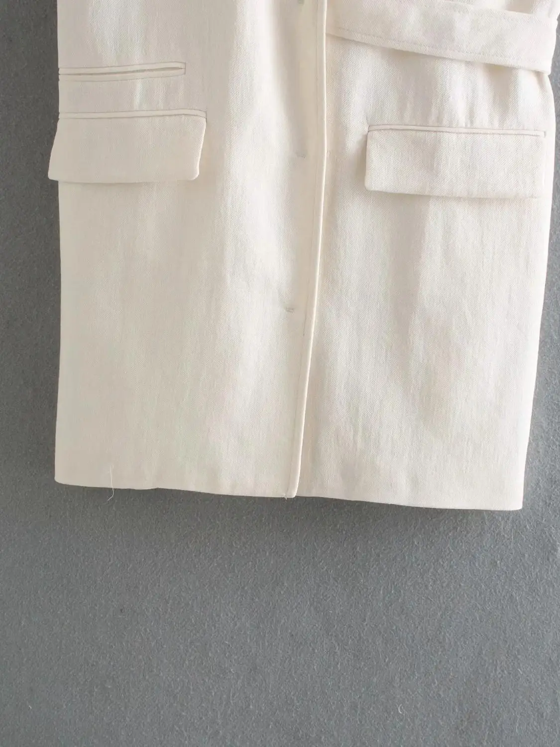 

White Women Vest Summer V Neck Sleeveless Holiday Woman Waistcoat Casual Pockets Waist Belt Female Vests Coats