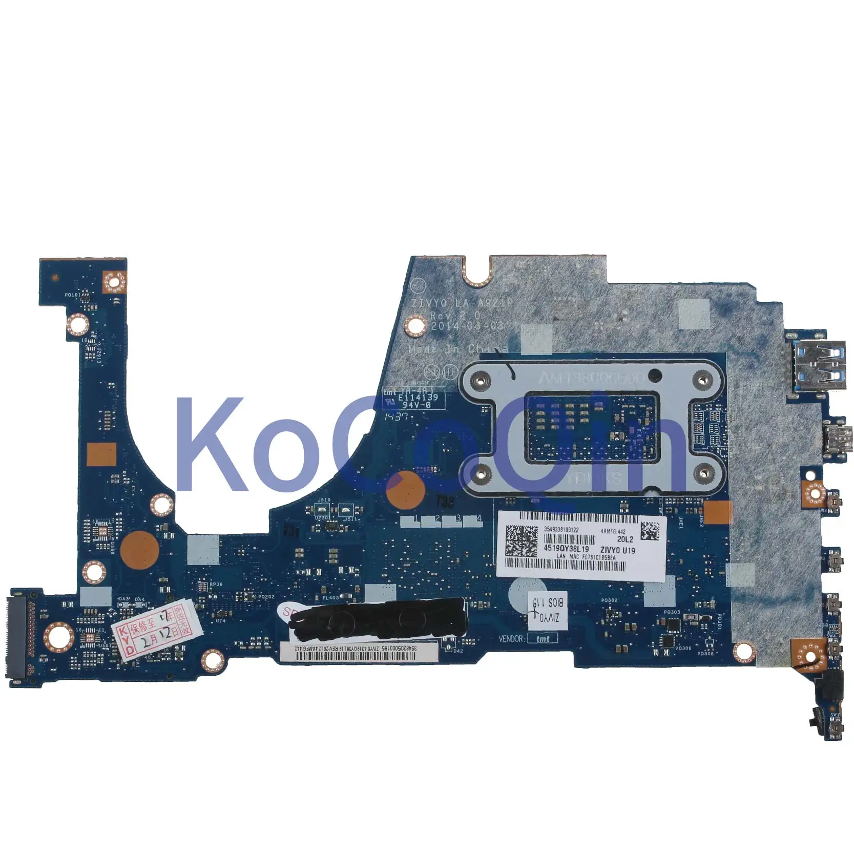 KoCoQin материнская плата для ноутбука LENOVO ThinkPad Йога на возраст от 2 до 13 лет I3-4010U 4GB