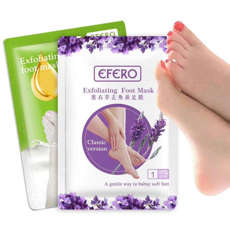 

EFERO 4pcs=2pair Lavender Foot Mask Exfoliating Socks for Pedicure Socks Peeling Remove Dead Skin Feet Mask for Legs Foot Patch