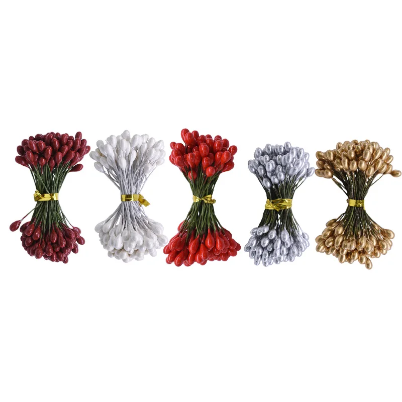 50 шт./лот 5 мм искусственный цветок с двойными головками тычинки жемчужные