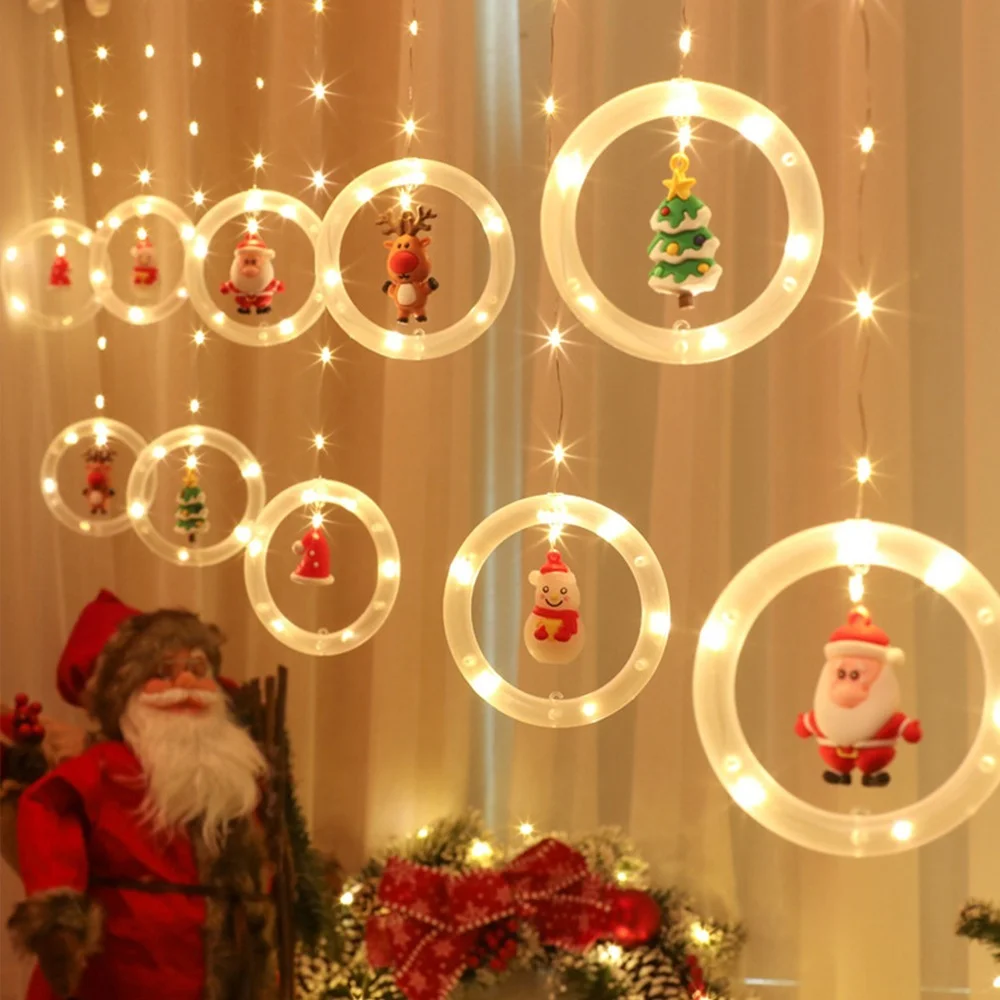 

LED Christmas Light Curtain Fairy Garland Christmas Decoration 2022 For Home Christmas Ornaments Xmas Gift Navidad 2021 New Year