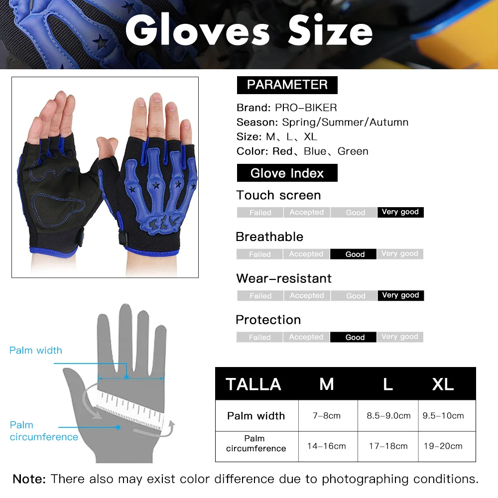 

Half-Finger Motorcycle Gloves Summer Breathable Anti-Fall Shock Glove Protective Gear Racing Riding Biker Motorbike Motocross