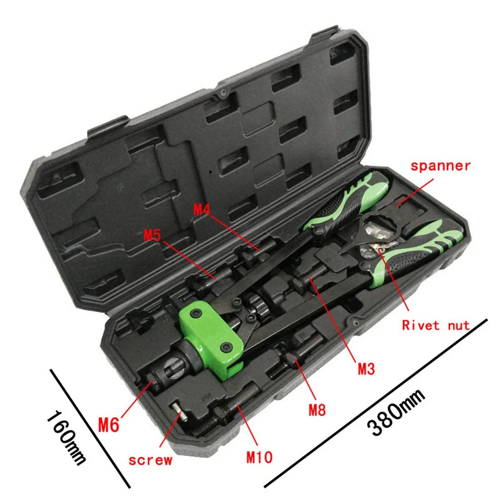 

Screw Nut Gun Kit M3 M4 M5 M6 M8 M10 Rivet Head Wrench Rivet Machine Hand Inser Nut Tool Manual Mandrels Rivnut Gun Tool Supply