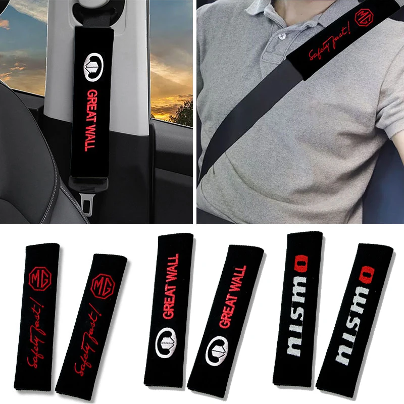 

2pcs Car Logo Seat Belt Cotton Shoulder Protection Cushion Decorative Cushion for Dacia Camry 2001 Duster Sandero Car Accessorie