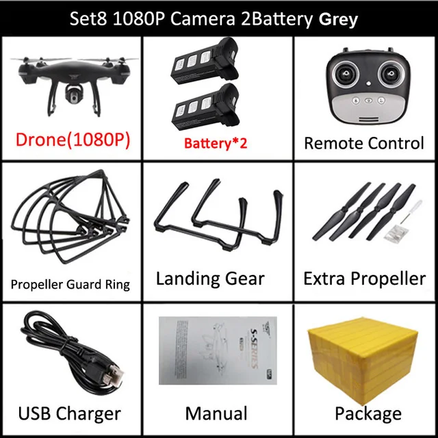 Set8 1080P 2B Gray LAUMOX S70W Радиоуправляемый Дрон с режимом следования за мной с 720 P/1080 P HD камерой Регулируемый Широкоугольный FPV gps Профессиональный Квадрокоптер вертолет - Цвет: Set8 1080P 2B Gray