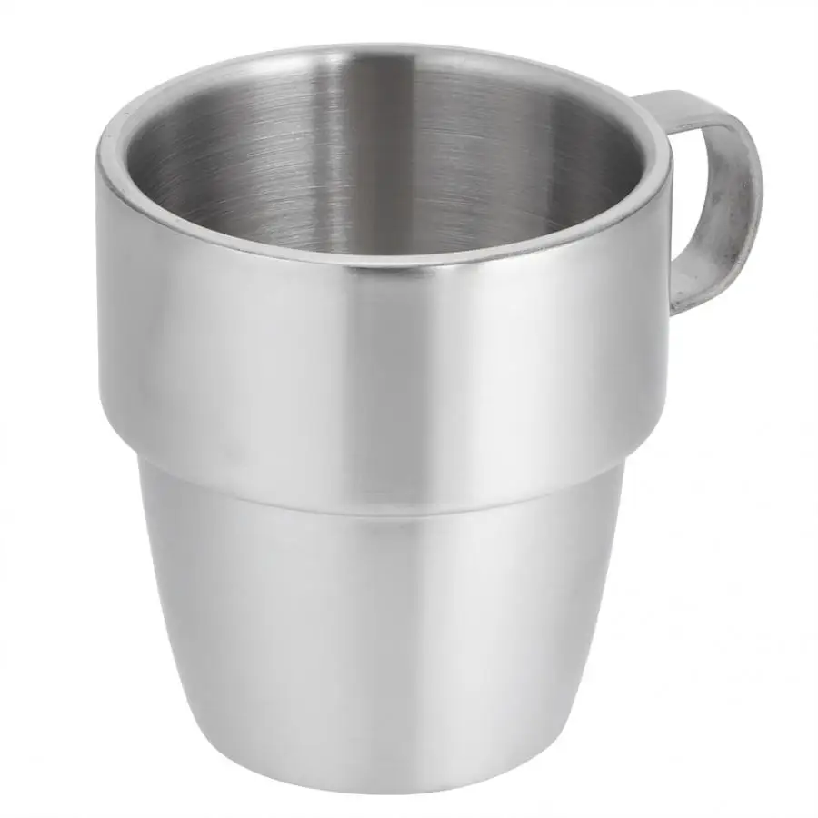 Бытовая двухслойная кофейная чашка из нержавеющей стали 304 кружка с ручкой для