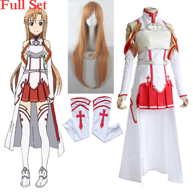 

Аниме меч искусство онлайн косплей костюмы Yuuki Asuna Униформа женское платье Сан боевой костюм наряды полный комплект костюмы на Хэллоуин