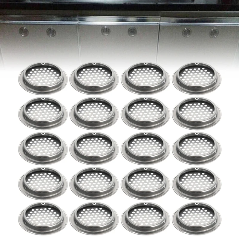 

20pcs Air Vent Grille Cupboard Exhaust Ventilation Grille Set Stainless Steel Slotted Grille For Wardrobe Air Circulation Parts