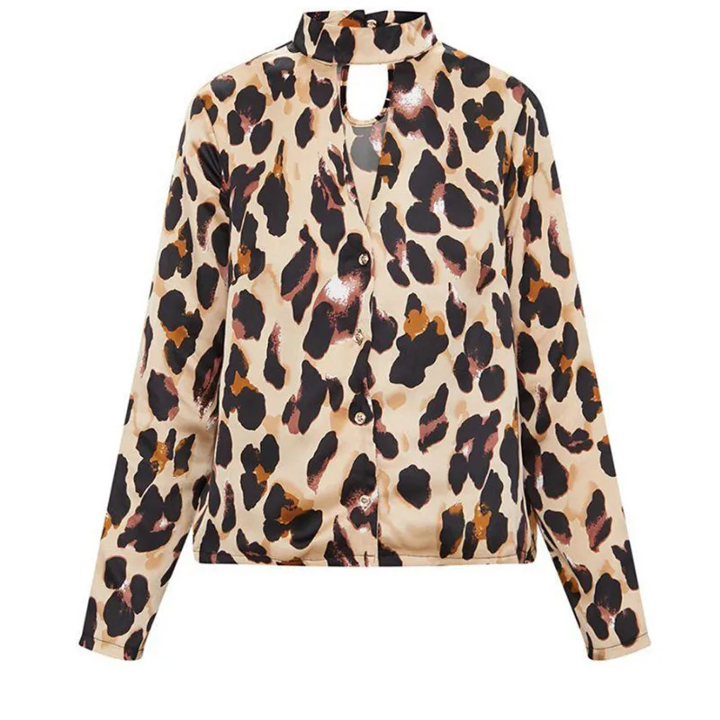 Женская футболка с полувырезом блузка леопардовым принтом Повседневная