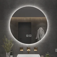 4050cm round bathroom mirror wall mount led 3 color adjustable backlight home decorative mirror with defogging for make up
