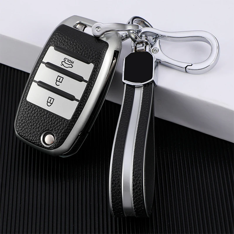 Чехол для автомобильного ключа из ТПУ и кожи с 3 кнопками Kia Rio K2 Ceed Cerato K3 Sportage 4 Picanto