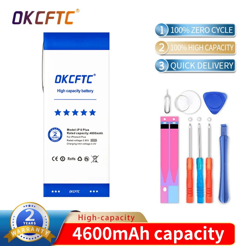 

Аккумулятор OKCFTC 4600 мАч для iPhone 6P 6Plus, сменные оригинальные литий-полимерные аккумуляторы большой емкости с набором инструментов для ремонта