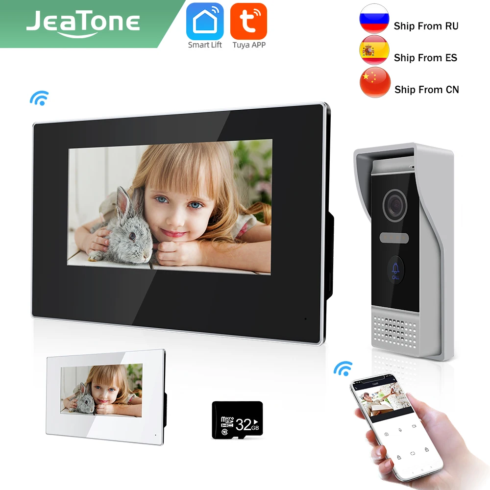 Jeatone Tuya smart 7 дюймов IP WIFI видеодомофон для дома монитор обнаружения движения