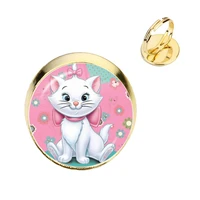 anime cartoon cat glass cabochon rings the aristocats cute kids jewelry marie cat fashion ring for women girls kids gift