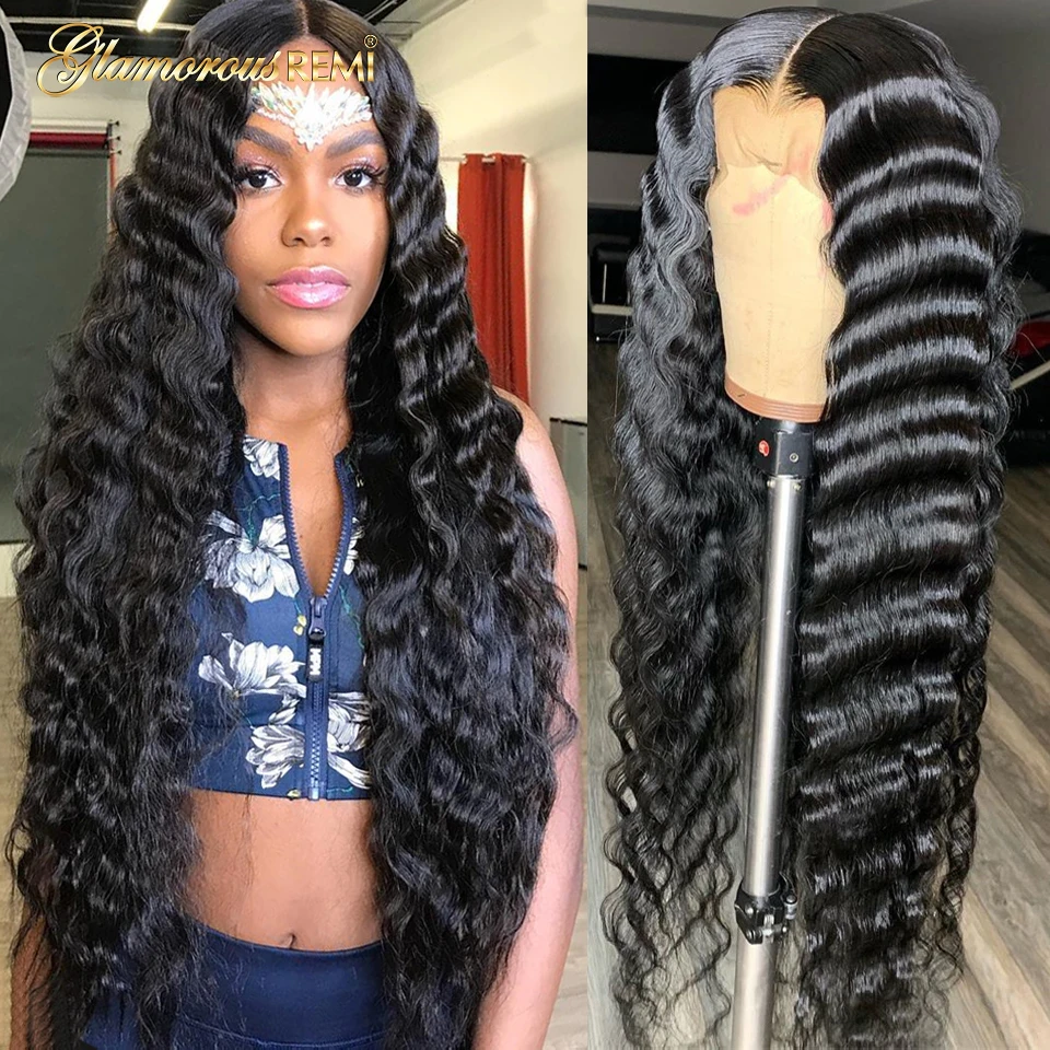 

Deep Wave Lace Front Wig Brazilian Deep Wave Human Hair Wigs For Black Women 4x4 Lace Wigs With Baby Hair Density 180 Remy Hair