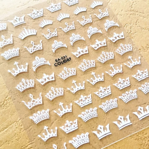 Новейший дизайн короны 5D самоклеящиеся наклейки слайдер шаблон Сделай Сам декоративные обертывания наклейки для ногтей EA021 023 024
