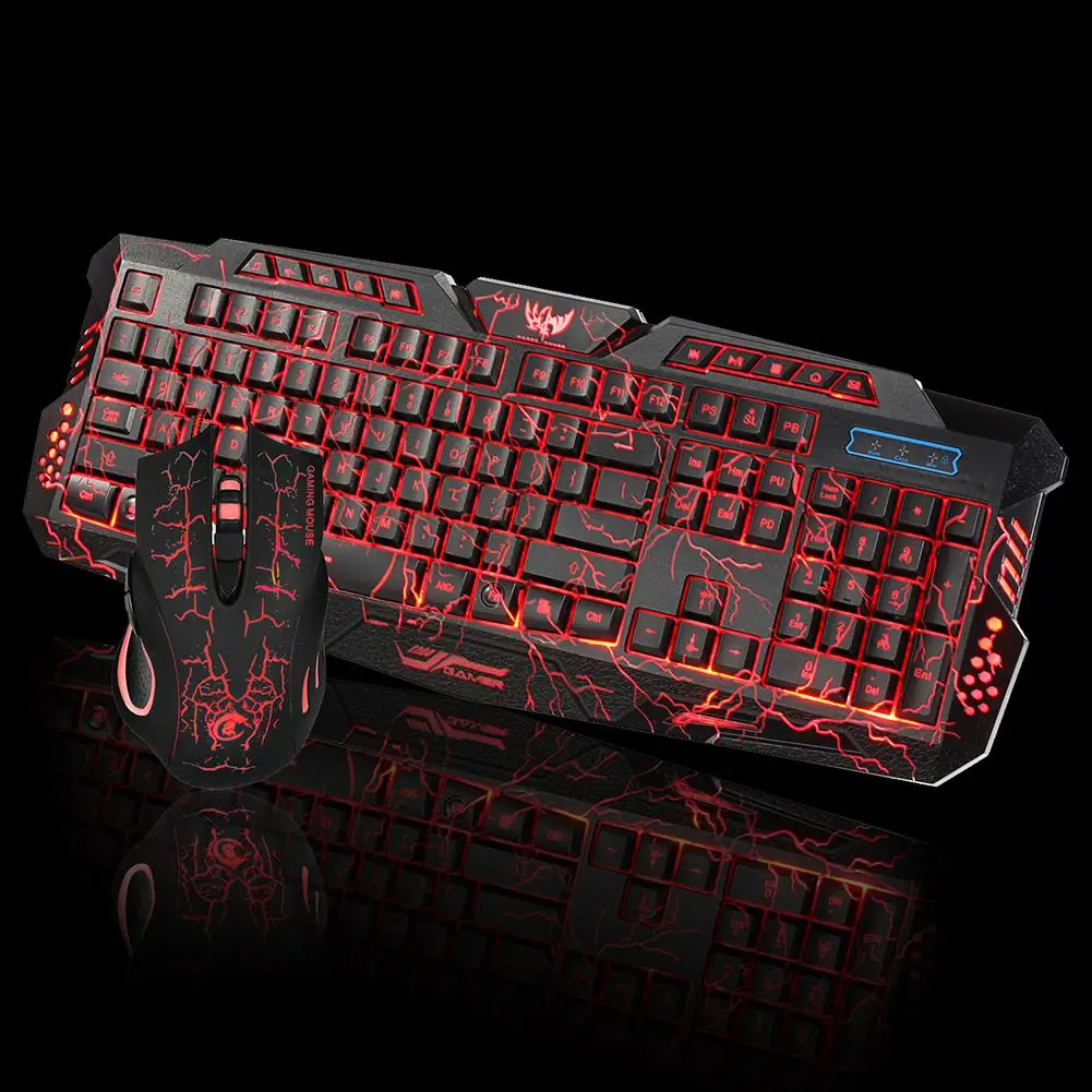

HXSJ J10 USB Wired Backlight Gaming Keyboard 5 Gear 5500DPI Adjustable Mouse Kit Ergonomic Design Comfortable Operation