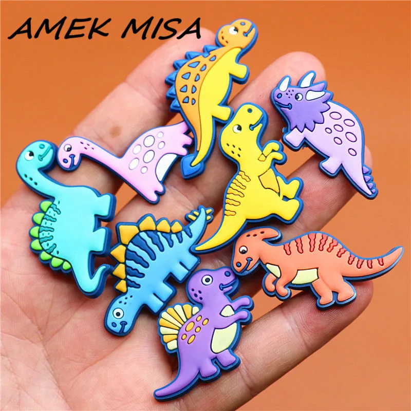 Single Sale 1pcs Shoe Charms Novel Dinosaur Shoe Accessories Cute Garden Shoe Decoration for croc jibz Buckle Kid's X-mas Gift