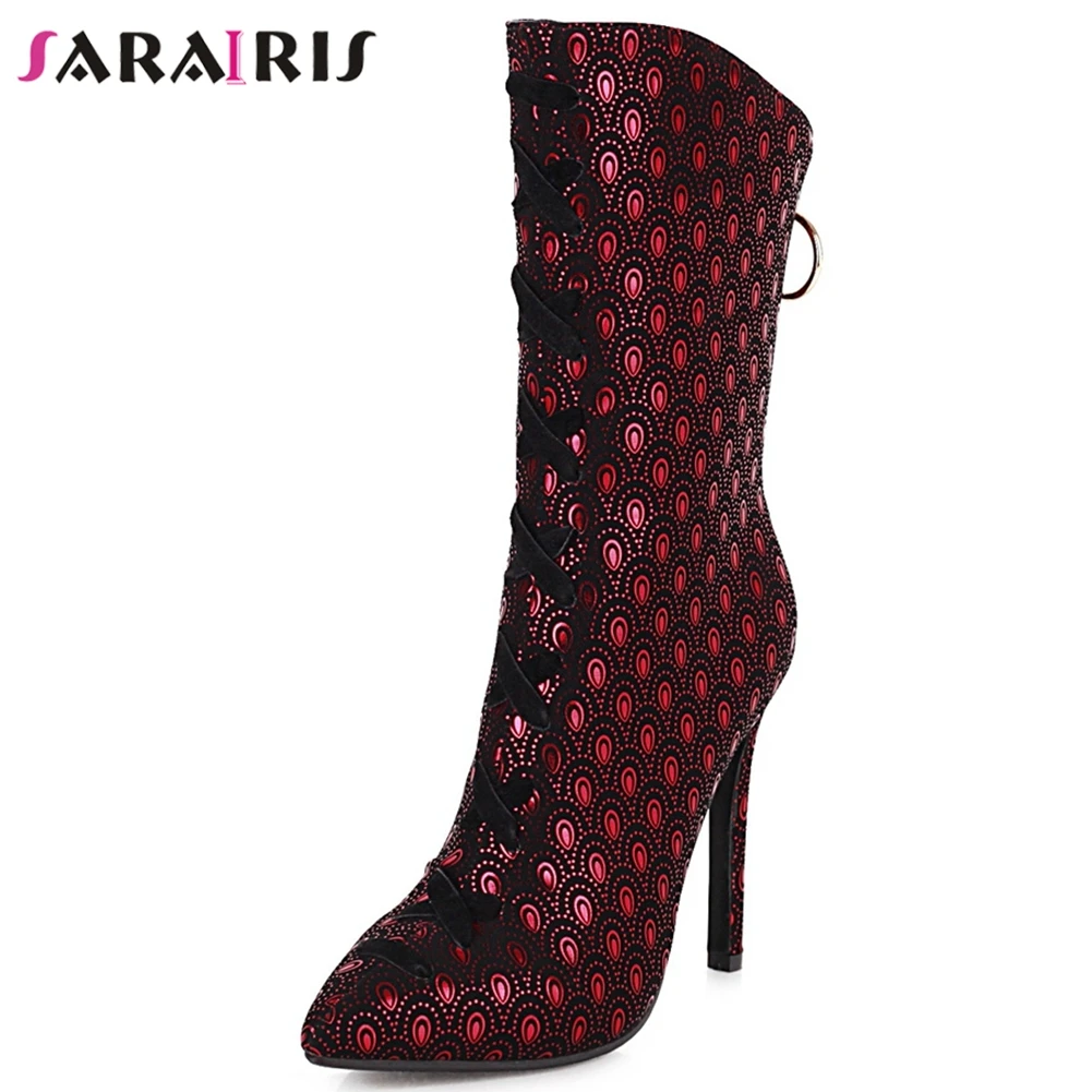 

Сапоги женские до середины икры, на высоком тонком каблуке, на молнии