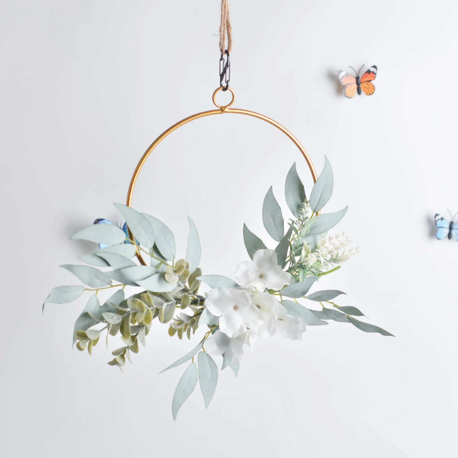 Нордическое настенное украшение венок дверь искусственные листья цветок