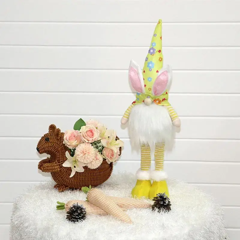 

Pink Rabbit Faceless Doll Easter Day Decoration Handmade Bunny Plush Toys Ornaments Kids Party Decor