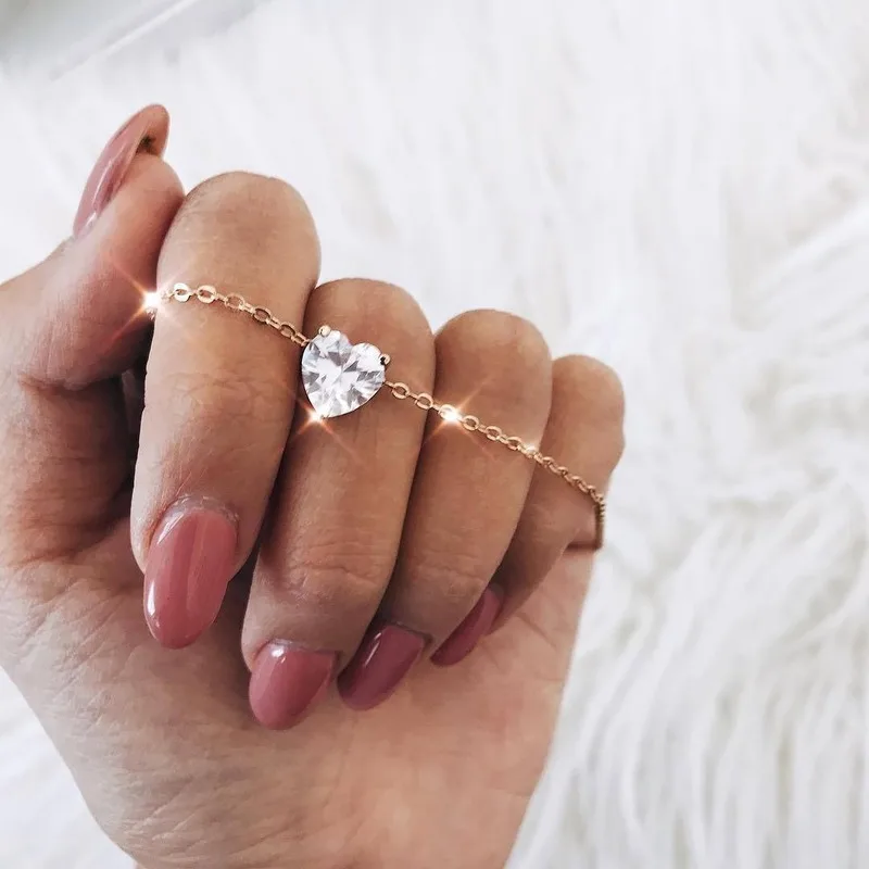 

Heart Crystal Aesthetic Girls Necklace Chain Women Silver Color TRENDY Choker Necklaces Jewelry Collares Collier