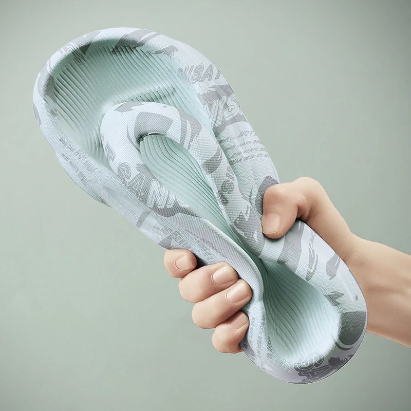 

Men Summer Flip Flops Youth Slippers Men Massage Non-Slip Cool Outside Flip Flops Breathable Lovers Thick-Soled Toe Sandals